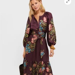 Tuckernuck Winetasting Dianthus Jacquard Floral Print Dress with Belt